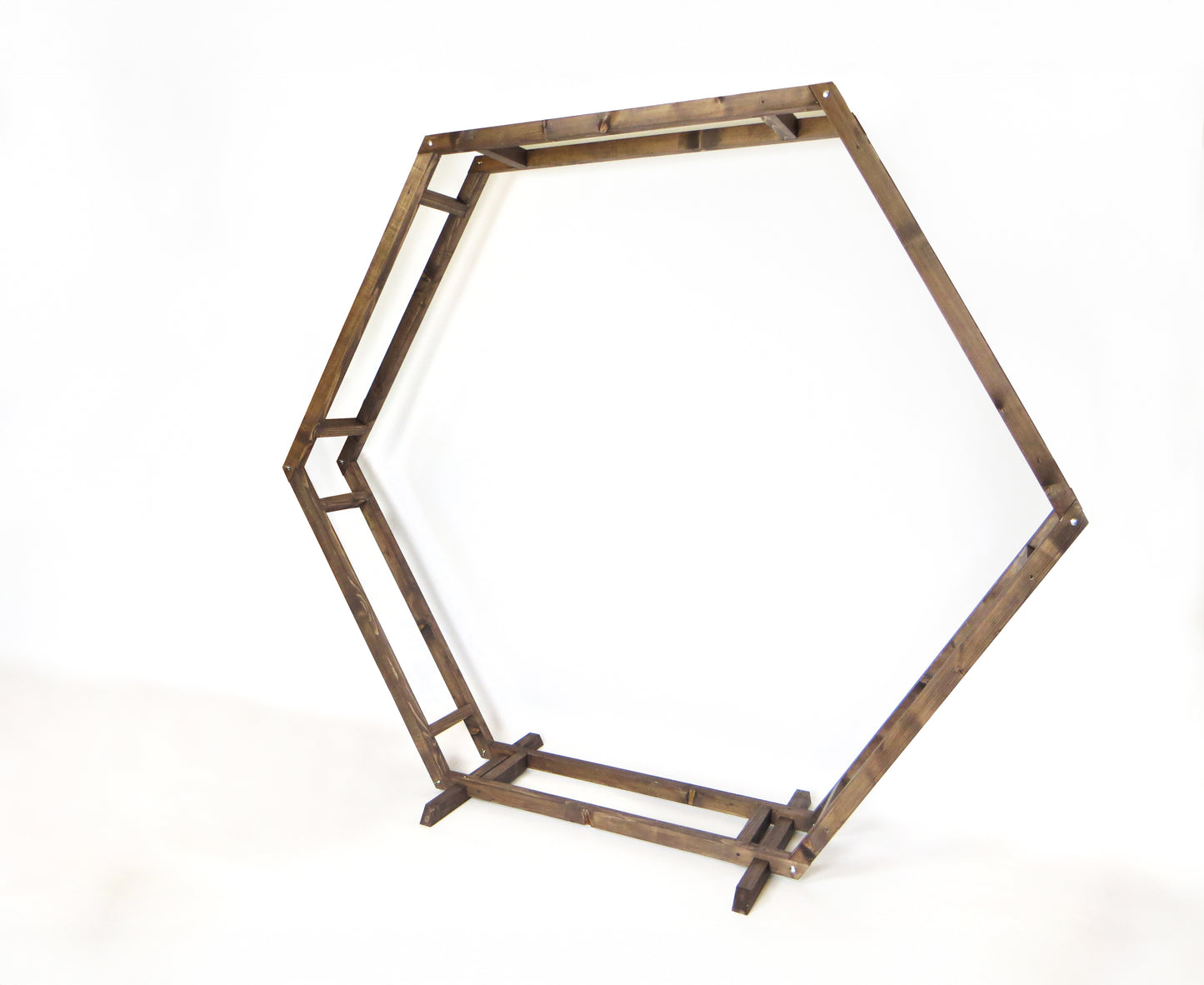 Hexagonal wooden arch for a wedding. strong and high-quality. "Arches for you" offers free standard shipping on orders.