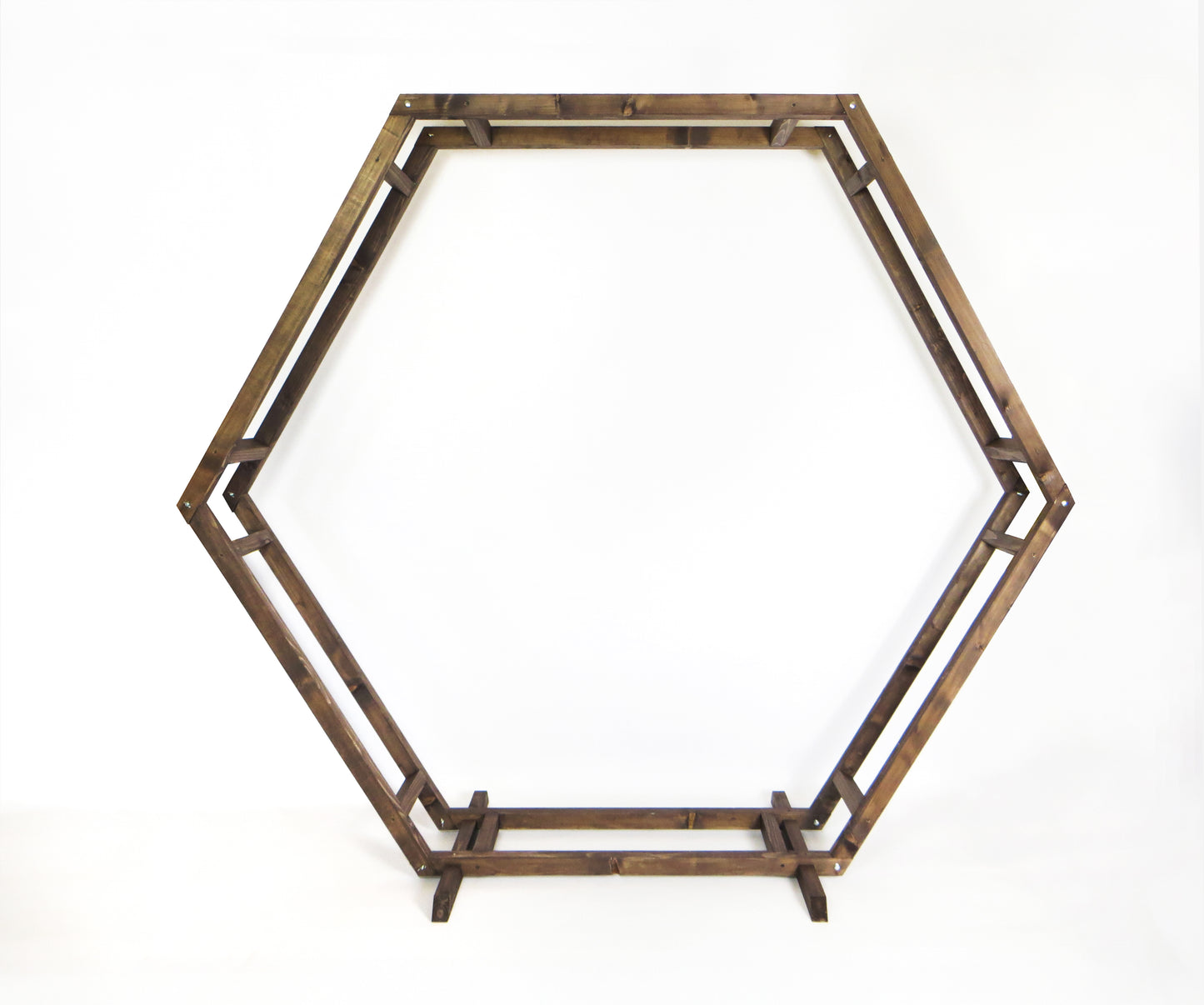 Hexagonal wooden arch for a wedding. strong and high-quality. "Arches for you" offers free standard shipping on orders.